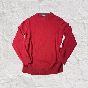 Vintage Cherokee Sweater Men L Red Crew Neck Knit 100% Cotton Casual Cozy